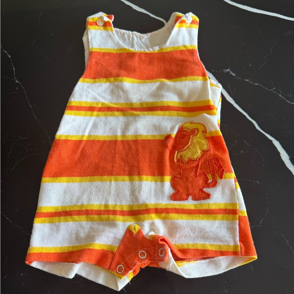 Vintage Striped‎ Orange and Yellow Baby Romper